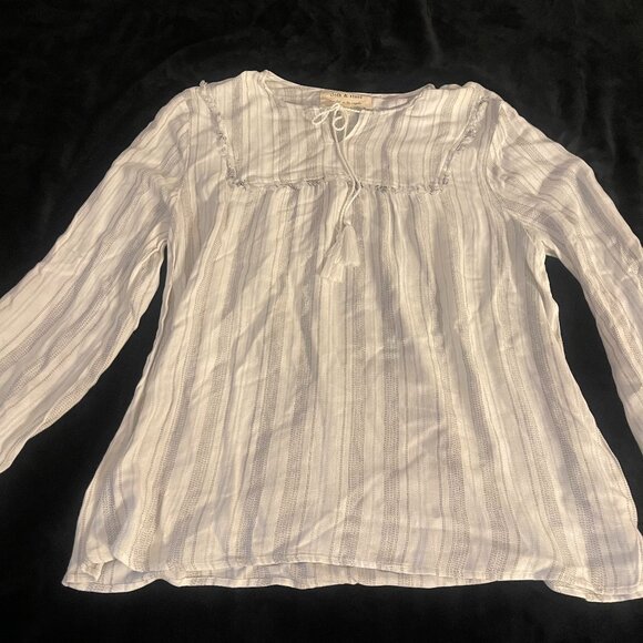 cloth & stone Tops - Cloth & Stone White Boho Peasant Blouse Size L NWOT